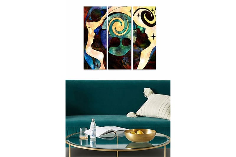 Canvastavla Abstract 3-pack Flerfärgad, 20x50 cm