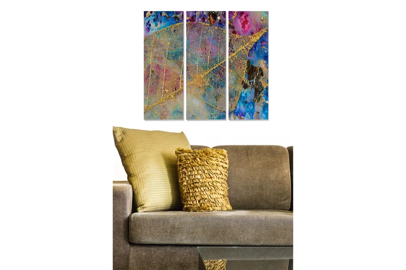 Canvastavla Abstract 3-pack Flerfärgad, 20x50 cm