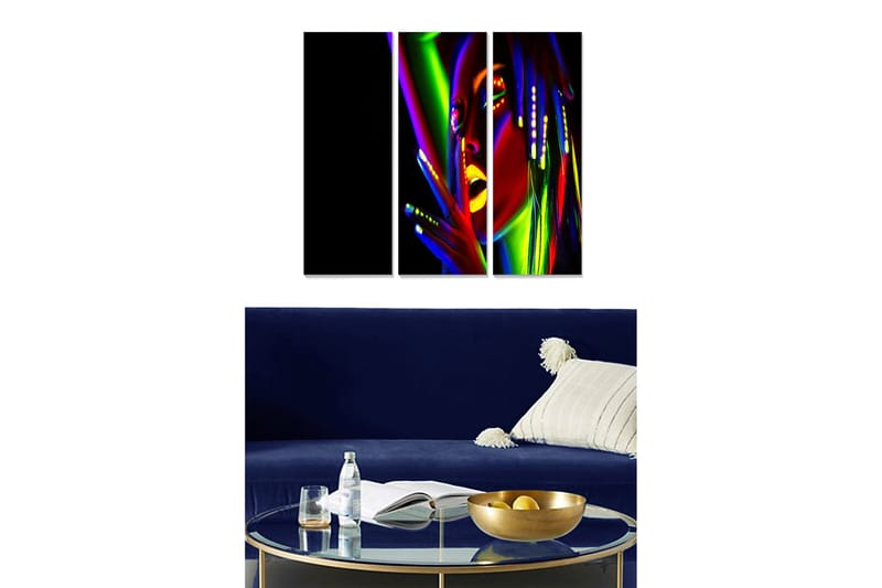 Canvastavla Abstract 3-pack Flerfärgad, 20x50 cm