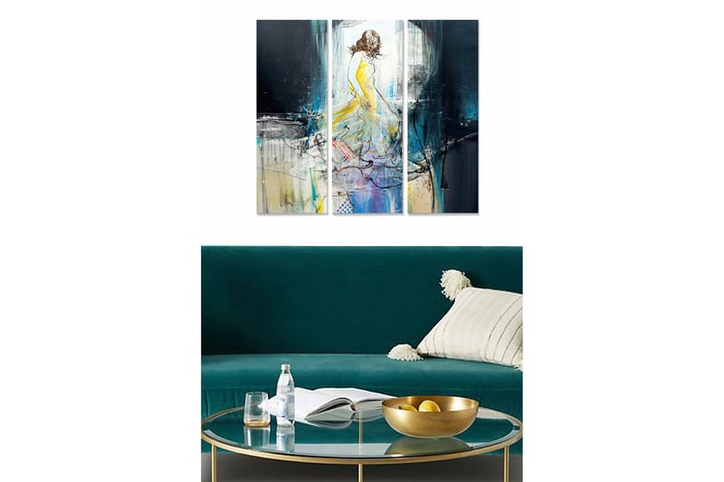 Canvastavla Abstract 3-pack Flerfärgad, 20x50 cm