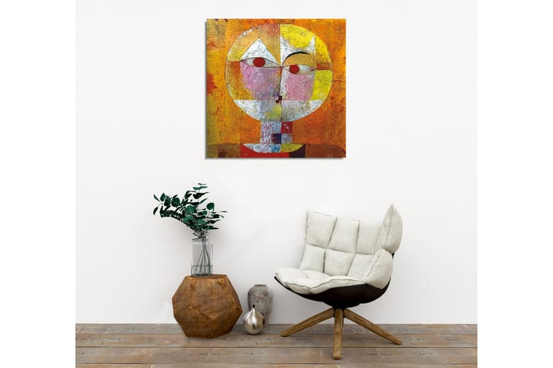 Canvastavla - Abstrakt ansikte med geometriska former och starka färger - Orange / Röd / Vit - Inredning & dekor - Tavlor & konst - Canvastavla