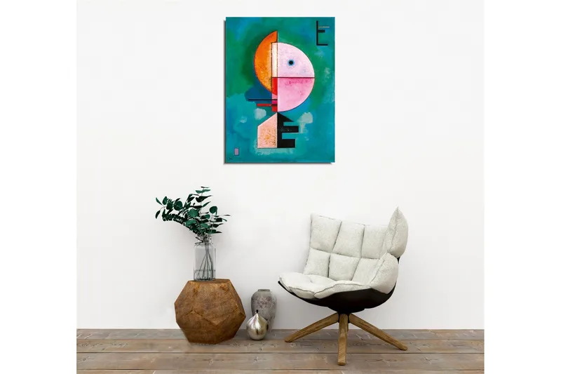Canvastavla - Abstrakt ansikte med geometriska former - Turkos / Rosa / Orange - Inredning & dekor - Tavlor & konst - Canvastavla