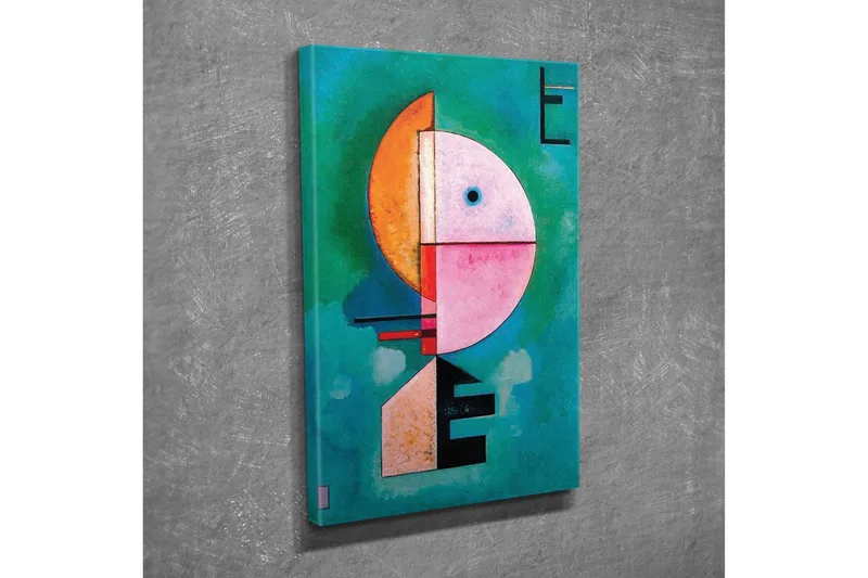 Canvastavla - Abstrakt ansikte med geometriska former - Turkos / Rosa / Orange - Inredning & dekor - Tavlor & konst - Canvastavla