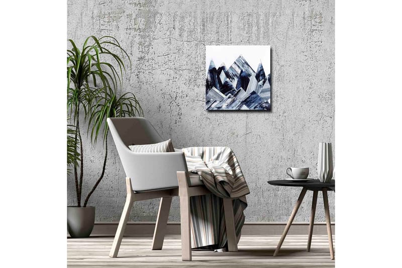 Canvastavla - Abstrakt berglandskap med geometriska former - Mörkblå / Grå / Vit - Inredning & dekor - Tavlor & konst - Canvastavla