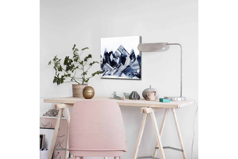 Canvastavla - Abstrakt berglandskap med geometriska former - Mörkblå / Grå / Vit - Inredning & dekor - Tavlor & konst - Canvastavla