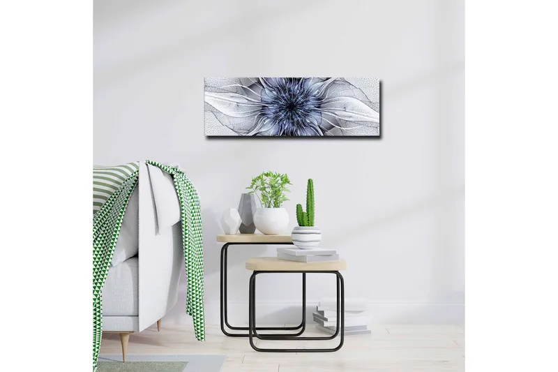 Canvastavla - Abstrakt blommotiv med svävande former - Blå / Vit / Svart - Inredning & dekor - Tavlor & konst - Canvastavla