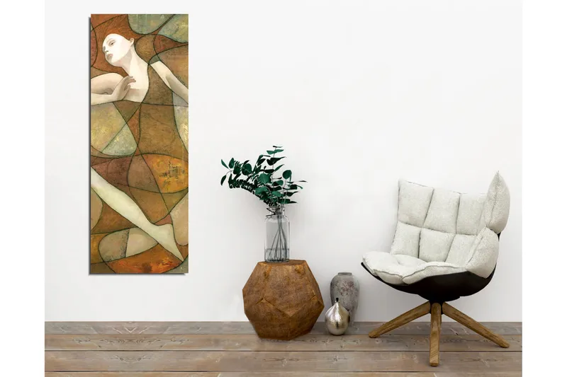 Canvastavla - Abstrakt figur med mjuka linjer och geometriska former - Terrakotta / Beige / Grön - Inredning & dekor - Tavlor & konst - Canvastavla