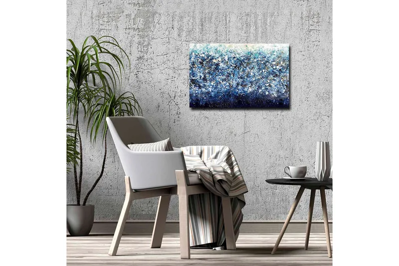 Canvastavla - Abstrakt havslandskap med nyanser av blått och vita inslag - Mörkblå / Ljusblå / Vit - Inredning & dekor - Tavlor & konst - Canvastavla