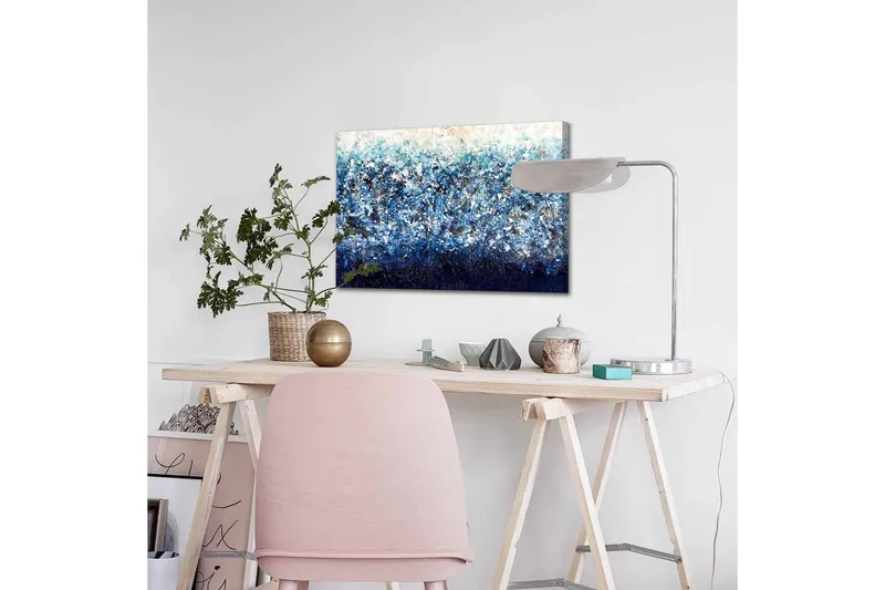 Canvastavla - Abstrakt havslandskap med nyanser av blått och vita inslag - Mörkblå / Ljusblå / Vit - Inredning & dekor - Tavlor & konst - Canvastavla