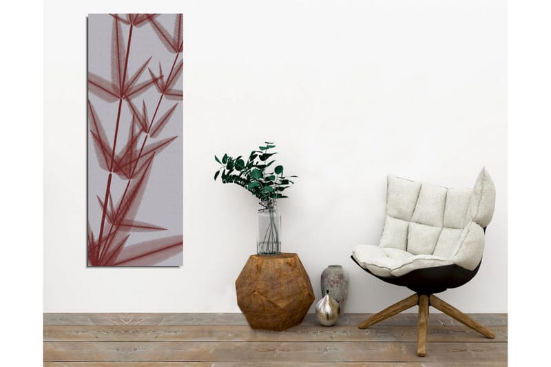 Canvastavla - Abstrakt komposition av stiliserade växtformer i röd nyans - Röd / Grå - Inredning & dekor - Tavlor & konst - Canvastavla