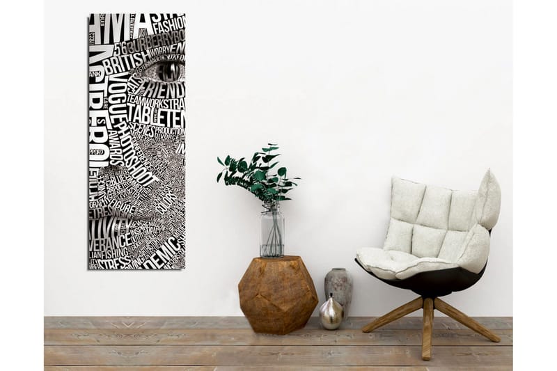 Canvastavla - Abstrakt komposition av text och ögonmotiv - Svart / Vitt - Inredning & dekor - Tavlor & konst - Canvastavla
