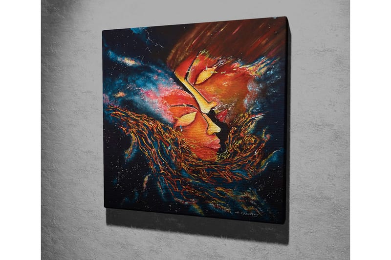 Canvastavla - Abstrakt komposition med ansikten som smälter samman i en kosmisk miljö - Röd / Orange / Svart - Inredning & dekor - Tavlor & konst - Canvastavla