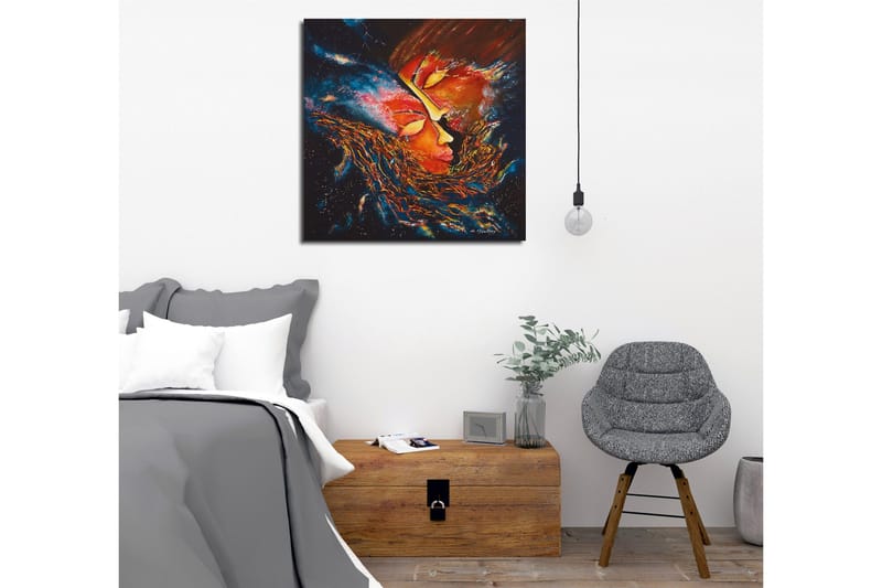 Canvastavla - Abstrakt komposition med ansikten som smälter samman i en kosmisk miljö - Röd / Orange / Svart - Inredning & dekor - Tavlor & konst - Canvastavla