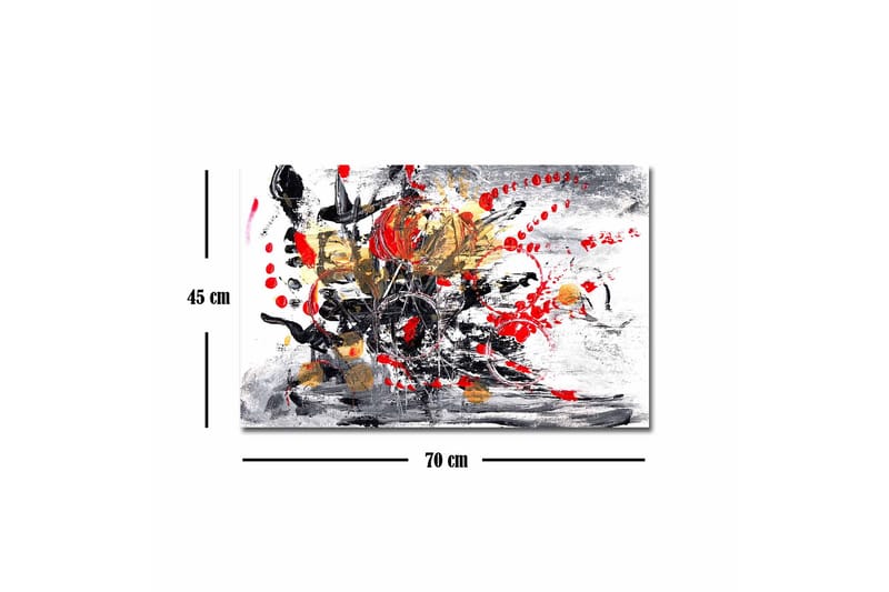 Canvastavla - Abstrakt komposition med blommor och dynamiska linjer - Röd / Svart / Guld - Inredning & dekor - Tavlor & konst - Canvastavla