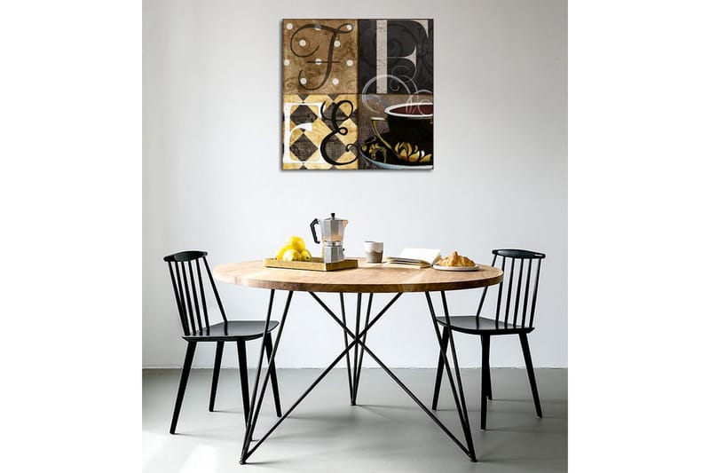 Canvastavla - Abstrakt komposition med bokstäver och en kaffekopp - Brun / Svart / Guld - Inredning & dekor - Tavlor & konst - Canvastavla