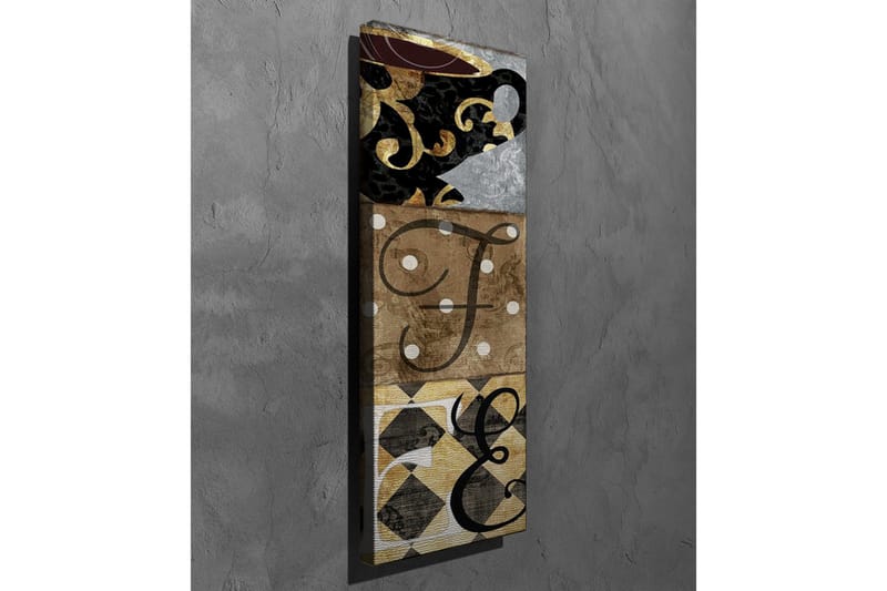 Canvastavla - Abstrakt komposition med bokstäver och mönster - Svart / Guld / Beige - Inredning & dekor - Tavlor & konst - Canvastavla