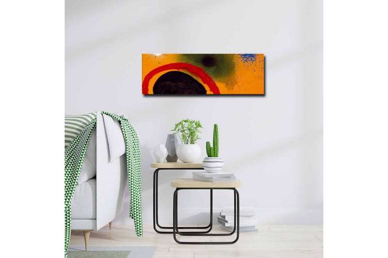 Canvastavla - Abstrakt komposition med cirkulära former och färgglada inslag - Orange / Svart / Röd - Inredning & dekor - Tavlor & konst - Canvastavla