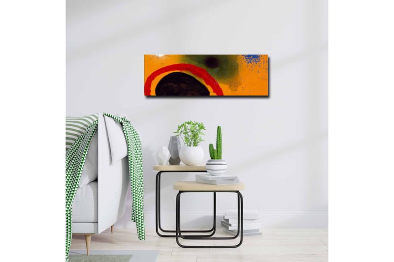 Canvastavla - Abstrakt komposition med cirkulära former och färgglada inslag - Orange / Svart / Röd - Inredning & dekor - Tavlor & konst - Canvastavla