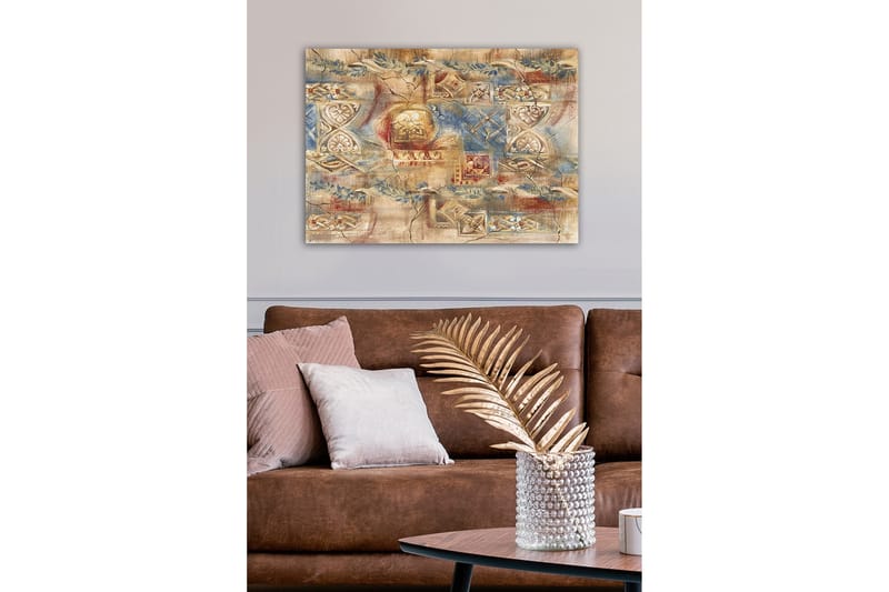 Canvastavla - Abstrakt komposition med dekorativa mönster och texturer - Beige / Blå / Röd - Inredning & dekor - Tavlor & konst - Canvastavla