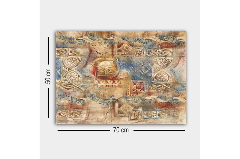 Canvastavla - Abstrakt komposition med dekorativa mönster och texturer - Beige / Blå / Röd - Inredning & dekor - Tavlor & konst - Canvastavla