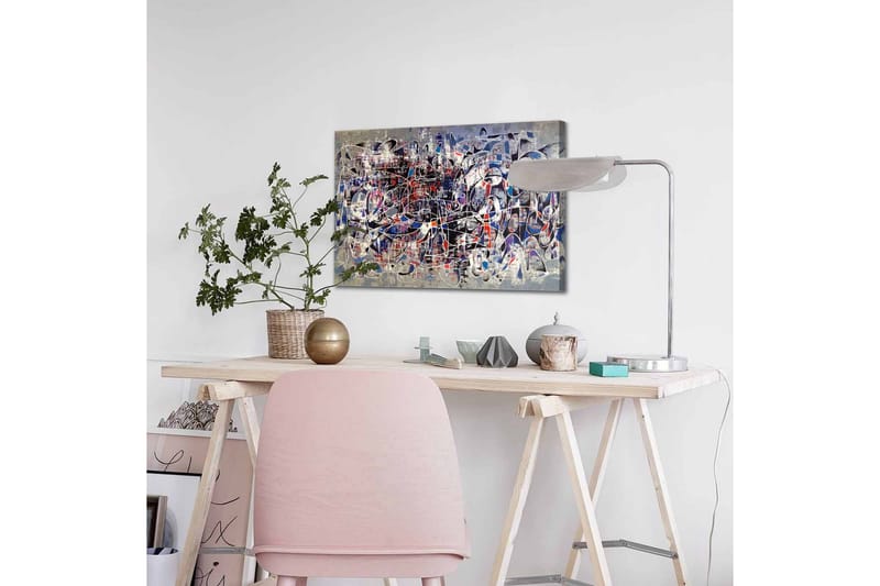 Canvastavla - Abstrakt komposition med dynamiska linjer och former - Mörkblå / Röd / Vit - Inredning & dekor - Tavlor & konst - Canvastavla