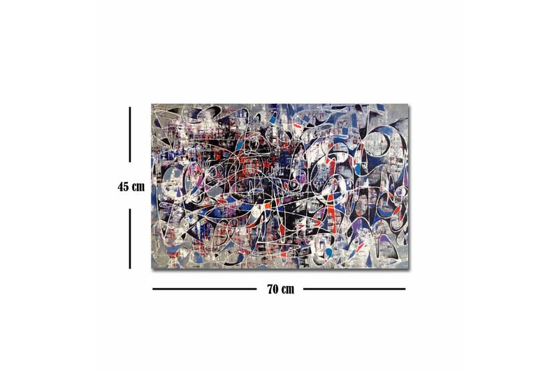 Canvastavla - Abstrakt komposition med dynamiska linjer och former - Mörkblå / Röd / Vit - Inredning & dekor - Tavlor & konst - Canvastavla