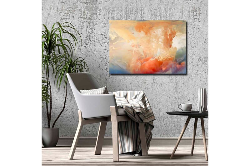Canvastavla - Abstrakt komposition med färgade svallningar - Orange / Blå / Beige - Inredning & dekor - Tavlor & konst - Canvastavla