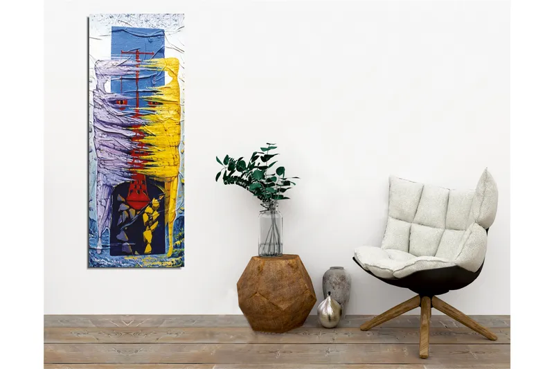 Canvastavla - Abstrakt komposition med färgglada former och linjer - Lila / Gul / Blå - Inredning & dekor - Tavlor & konst - Canvastavla