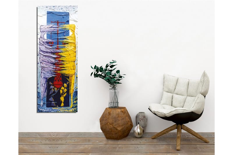 Canvastavla - Abstrakt komposition med färgglada former och linjer - Lila / Gul / Blå - Inredning & dekor - Tavlor & konst - Canvastavla