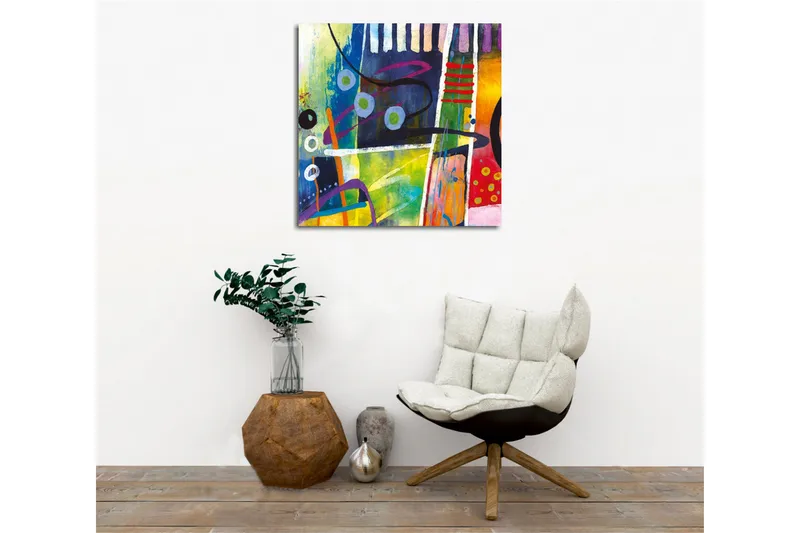 Canvastavla - Abstrakt komposition med färgglada geometriska former - Blå / Grön / Röd - Inredning & dekor - Tavlor & konst - Canvastavla
