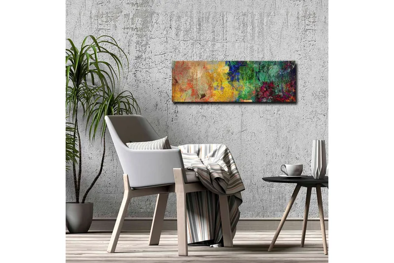 Canvastavla - Abstrakt komposition med färgglada mönster och texturer - Grön / Gul / Röd - Inredning & dekor - Tavlor & konst - Canvastavla