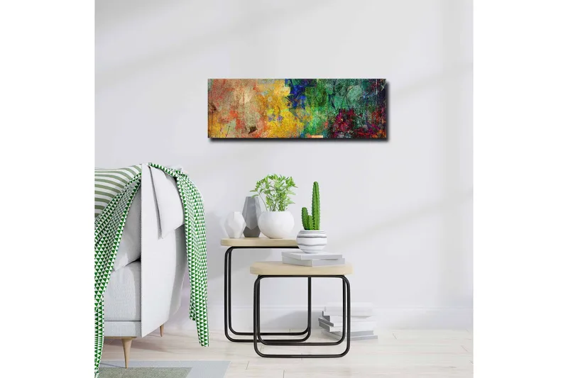 Canvastavla - Abstrakt komposition med färgglada mönster och texturer - Grön / Gul / Röd - Inredning & dekor - Tavlor & konst - Canvastavla