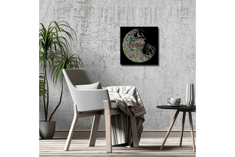 Canvastavla - Abstrakt komposition med färgglada svängningar - Lila / Grön / Gul - Inredning & dekor - Tavlor & konst - Canvastavla