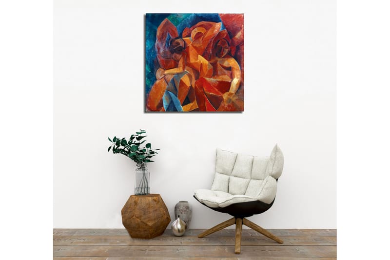 Canvastavla - Abstrakt komposition med figurer i samspel - Röd / Orange / Blå - Inredning & dekor - Tavlor & konst - Canvastavla