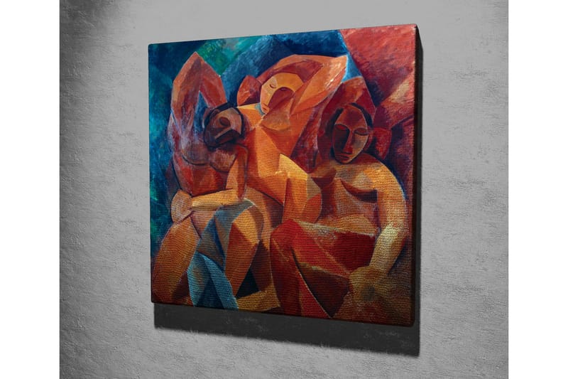 Canvastavla - Abstrakt komposition med figurer i samspel - Röd / Orange / Blå - Inredning & dekor - Tavlor & konst - Canvastavla