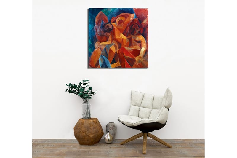 Canvastavla - Abstrakt komposition med figurer i samspel - Röd / Orange / Blå - Inredning & dekor - Tavlor & konst - Canvastavla