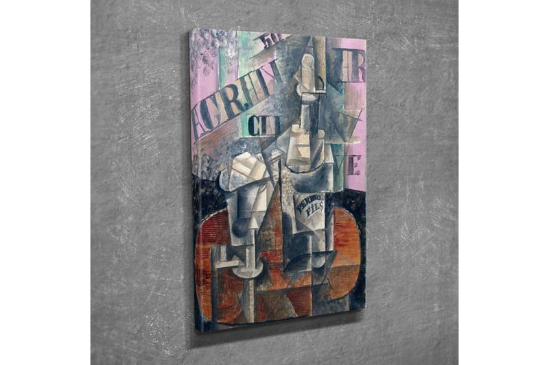 Canvastavla - Abstrakt komposition med flaskor och geometriska former - Grå / Brun / Rosa - Inredning & dekor - Tavlor & konst - Canvastavla