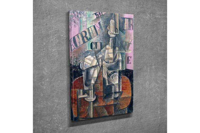 Canvastavla - Abstrakt komposition med flaskor och geometriska former - Grå / Brun / Rosa - Inredning & dekor - Tavlor & konst - Canvastavla