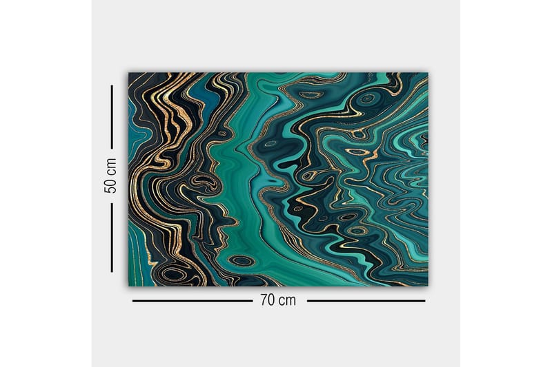 Canvastavla - Abstrakt komposition med flödande mönster i gröna nyanser - Mörkgrön / Turkos / Guld - Inredning & dekor - Tavlor & konst - Canvastavla