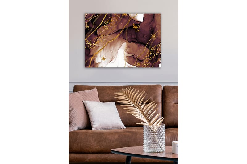 Canvastavla - Abstrakt komposition med flytande bruna och gyllene former - Mörkbrun / Guld / Ljusbeige - Inredning & dekor - Tavlor & konst - Canvastavla