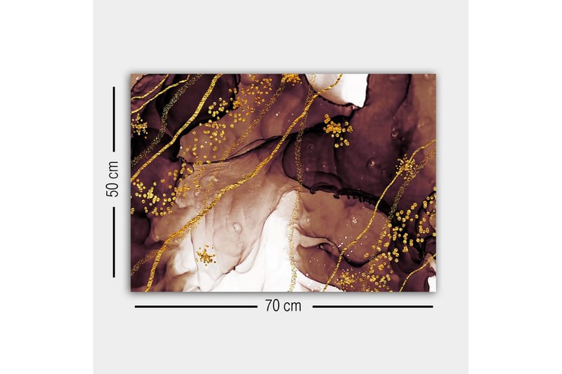 Canvastavla - Abstrakt komposition med flytande bruna och gyllene former - Mörkbrun / Guld / Ljusbeige - Inredning & dekor - Tavlor & konst - Canvastavla