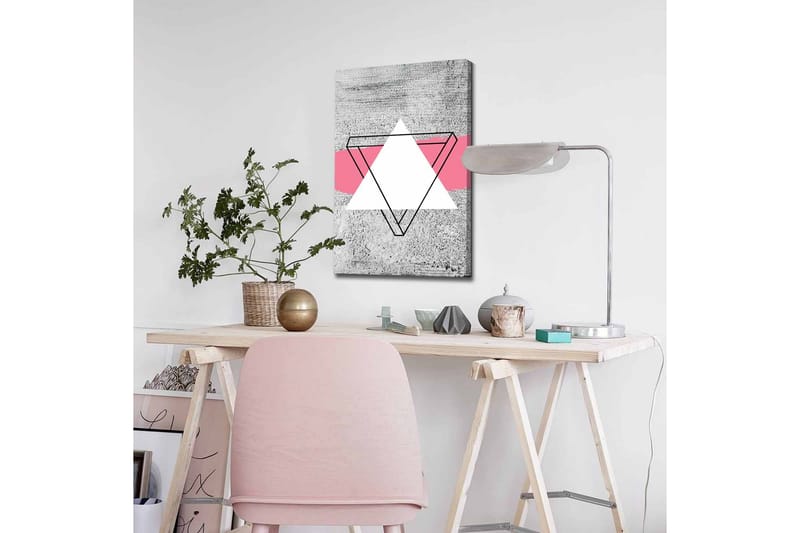 Canvastavla - Abstrakt komposition med geometriska former - Grå / Vit / Rosa - Inredning & dekor - Tavlor & konst - Canvastavla