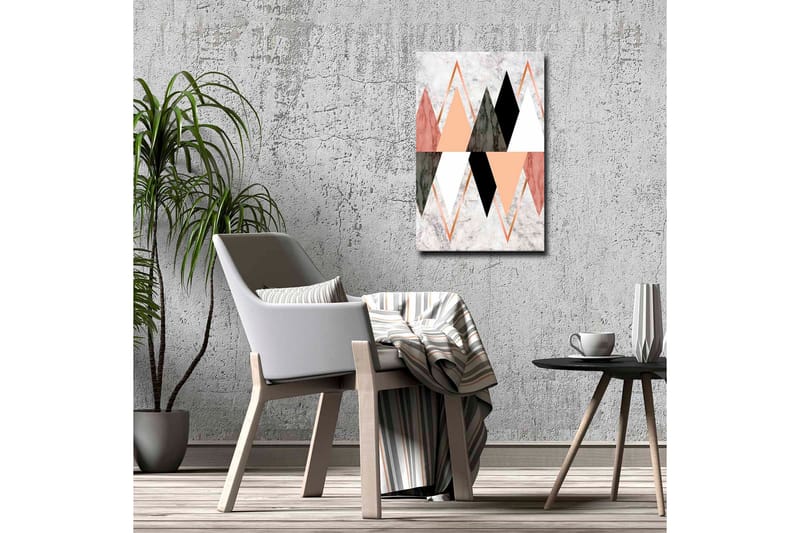 Canvastavla - Abstrakt komposition med geometriska former i kontrasterande färger - Svart / Rosa / Beige - Inredning & dekor - Tavlor & konst - Canvastavla