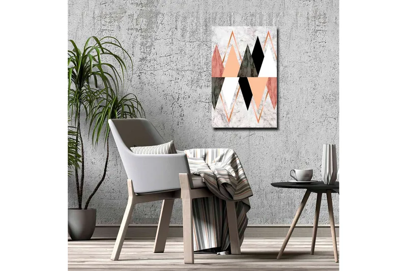 Canvastavla - Abstrakt komposition med geometriska former i kontrasterande färger - Svart / Rosa / Beige - Inredning & dekor - Tavlor & konst - Canvastavla