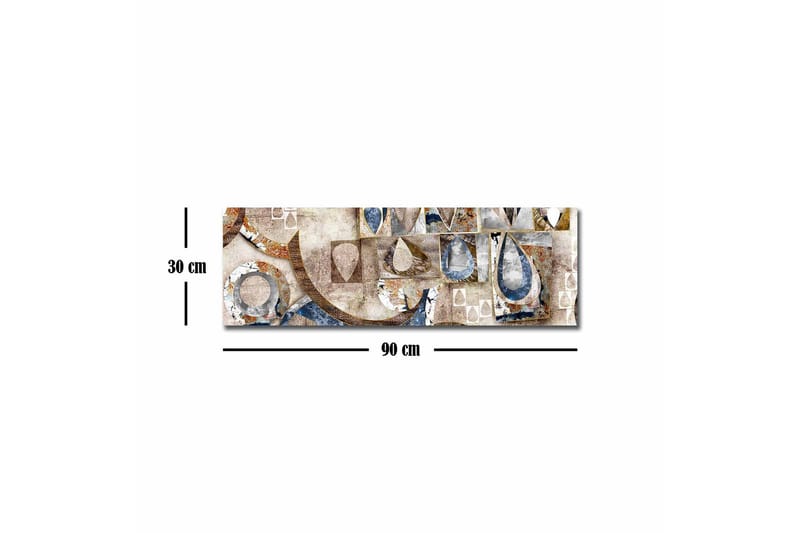 Canvastavla - Abstrakt komposition med geometriska former och droppar - Blå / Beige / Brun - Inredning & dekor - Tavlor & konst - Canvastavla