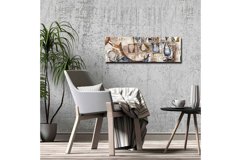 Canvastavla - Abstrakt komposition med geometriska former och droppar - Blå / Beige / Brun - Inredning & dekor - Tavlor & konst - Canvastavla