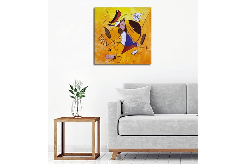 Canvastavla - Abstrakt komposition med geometriska former och dynamiska linjer - Gult / Blått / Rött - Inredning & dekor - Tavlor & konst - Canvastavla