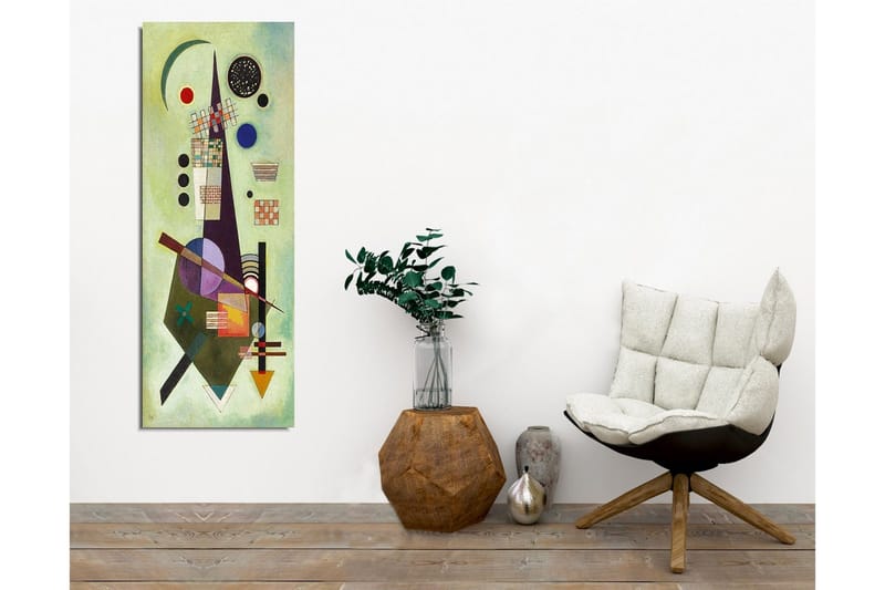 Canvastavla - Abstrakt komposition med geometriska former och färgglada cirklar - Grön / Svart / Röd - Inredning & dekor - Tavlor & konst - Canvastavla