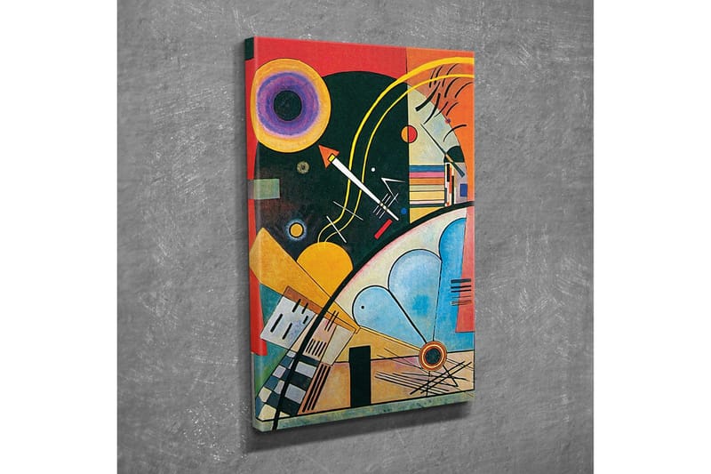 Canvastavla - Abstrakt komposition med geometriska former och färgglada cirklar - Mörkgrön / Orange / Gul - Inredning & dekor - Tavlor & konst - Canvastavla