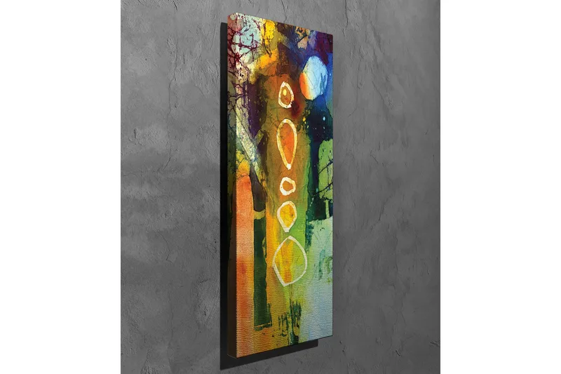 Canvastavla - Abstrakt komposition med geometriska former och färgglada inslag - Grön / Orange / Blå - Inredning & dekor - Tavlor & konst - Canvastavla